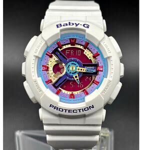 Casio Baby-G BA112-7A White Analog Digital Women's Watch NIB Discontinued